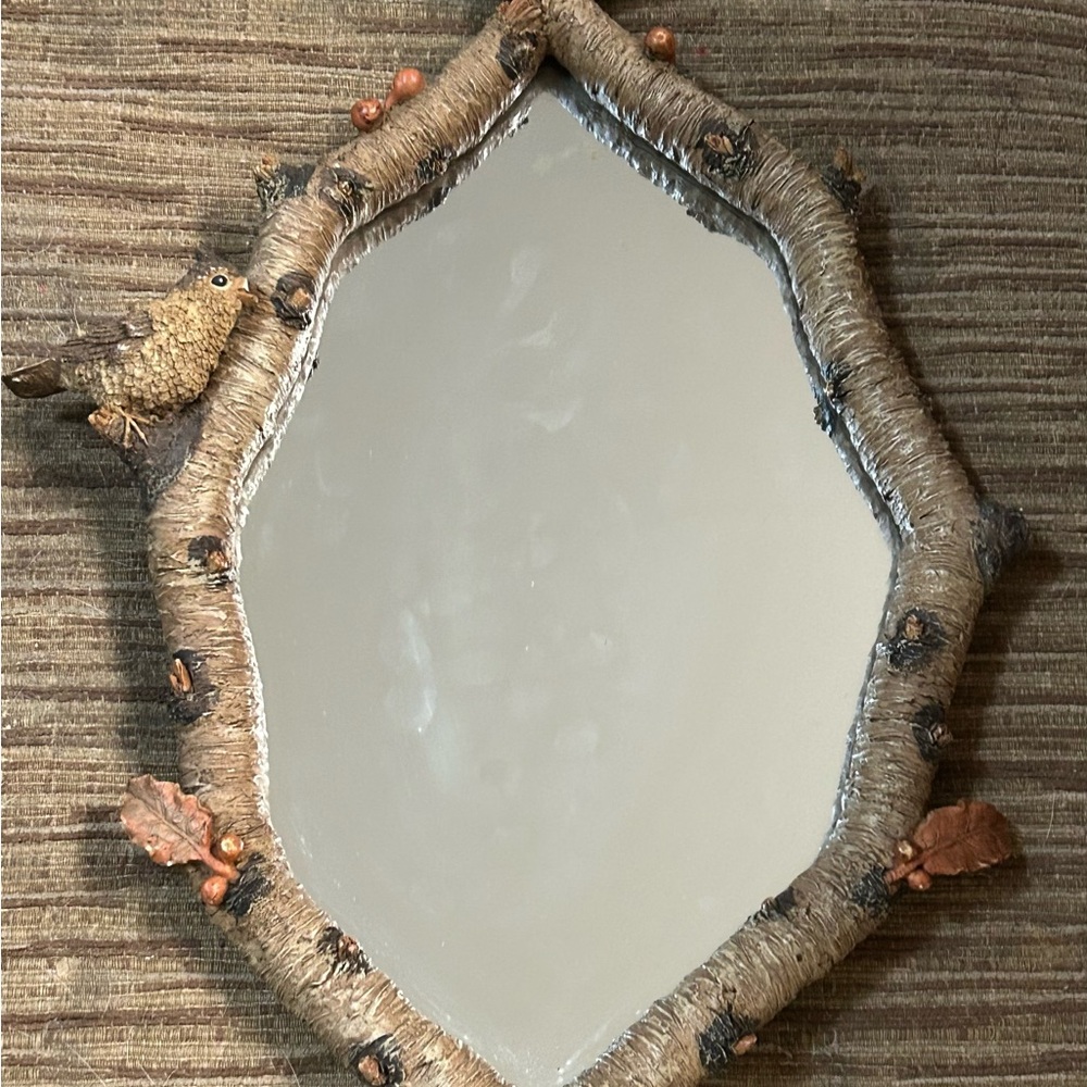 Rustic Brown Leaf and Bird Wall Mirror - Picture 5 of 6